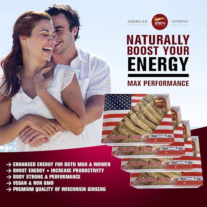 4 Boxes of Hand Selected American Ginseng Root-Small Tail (4oz/Box) 西洋参/花旗参 Panax Ginseng. Boosts Body Immunity, Energy & Stamina for Man & Women (16 Oz. (Pack of 4))