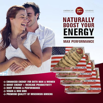 4 Boxes of Hand Selected American Ginseng Root-Small Tail (4oz/Box) 西洋参/花旗参 Panax Ginseng. Boosts Body Immunity, Energy & Stamina for Man & Women (16 Oz. (Pack of 4))