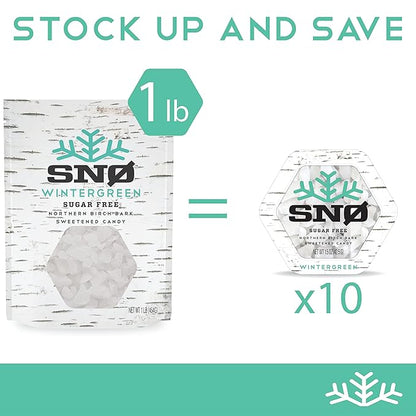 Wintergreen KETO Xylitol Candy Chips (3-Pack) - SNØ 1.5oz Tin - Sugar-Free Candy With Only 2 Ingredients | Low Carbs, Diabetic-Friendly, Non-GMO, Vegan, GF & Kosher | Purest candy in the world