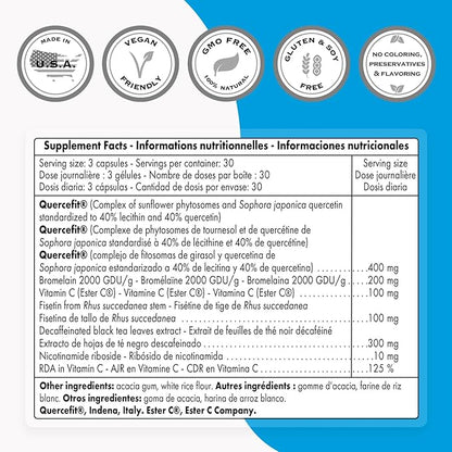 Supersmart - Senolytic Complex (Advanced Formula) - with Fisetin, Quercetin, Bromelain - Patented Ingredients - Senolytic Supplement | Non-GMO & Gluten Free - 90 Vegetarian Capsules