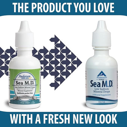 Anderson Sea M.D. Concentrated Trace Mineral Drops, Ionic Electrolyte Magnesium Supplement, Aids in Muscle Cramps, Liquid Magnesium and Trace Mineral, Easy to Take (1 Ounce)
