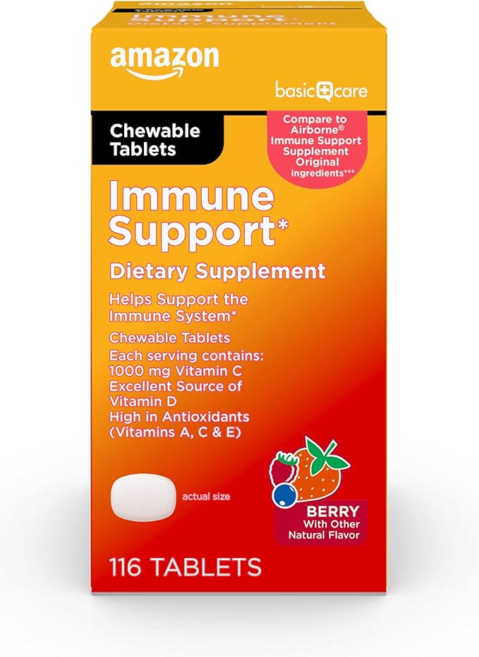 Amazon Basic Care - Chewable Tablets, Immune Support Berry Chew Tablets, 116 Count