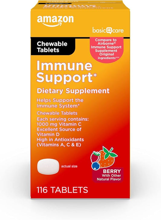 Amazon Basic Care - Chewable Tablets, Immune Support Berry Chew Tablets, 116 Count