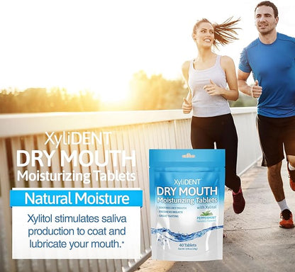 Nature's Stance XyliDENT Xylitol Tablets for Dry Mouth Relief - Stimulates Saliva, Freshens Breath, Reduces Acid Production, Fast Acting Relief, 40 Count (Peppermint)