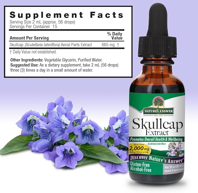 Nature's Answer Alcohol-Free Skullcap Herb, 1-Fluid Ounce