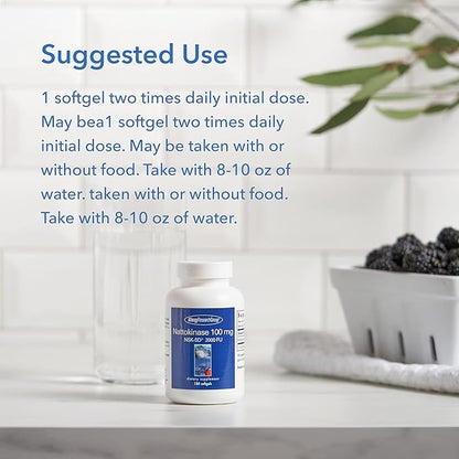 Allergy Research Group Nattokinase 2000 FU / 100mg - Nattokinase Supplement for Women and Men, Natural Enzyme Support for Heart and Blood Health - 180 Softgels