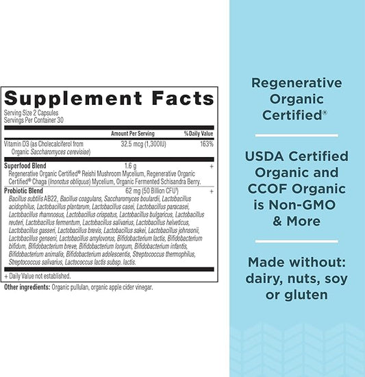 Ancient Nutrition Regenerative Organic Certified Probiotics for Women, Probiotics Women’s Extra Strength, Healthy Digestion and Immune System Function Support, 25 Billion CFUs* Per Serving, 60 Count