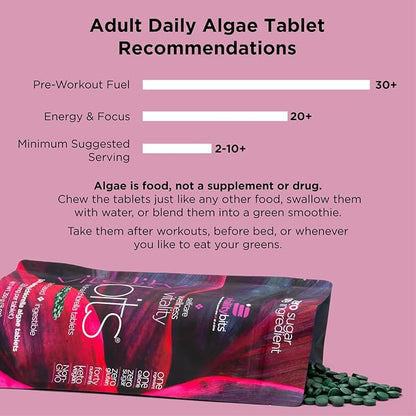 VITALITYbits - Organic Blended Spirulina & Chlorella Tablets - Algae Superfood - Energy, Self Care, Beauty - Replace Greens, Supplements, Protein, Snacks - Vegan, Keto, Gluten Free - 1000 Tablets Can