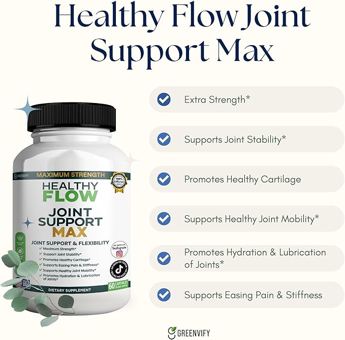 Healthy Flow Joint Support Max, 1500mg Glucosamine, 60 Capsules, Maximum Strength Joint Support Supplement (5)