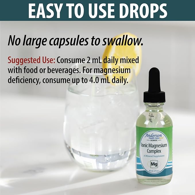 Anderson New Ionic Magnesium Complex, Liquid Magnesium Supplement, Trace Mineral Drops, 30 Servings (2 oz)