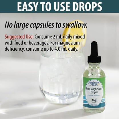 Anderson New Ionic Magnesium Complex, Liquid Magnesium Supplement, Trace Mineral Drops, 60 Servings (4 oz)