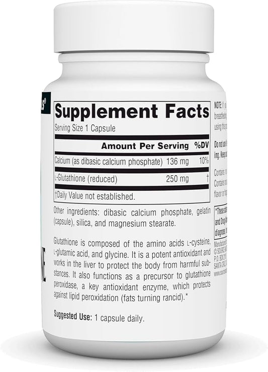 Source Naturals Glutathione, Supplement for Liver Support, 250mg - 30 Capsules