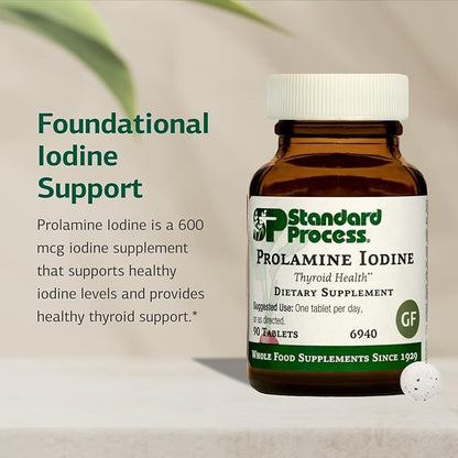 Standard Process Inc. Prolamine Iodine - Thyroid Support with Calcium Lactate, Iodine, Calcium & Magnesium Citrate - 90 Tablets