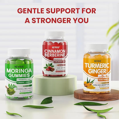Sugar Free Ceylon Cinnamon Berberine Gummies 2000mg Max Strength Complex Supplement with Bitter Melon, Chromium & Magnesium Glycinate, Organic Berberine HCL Cinnamon Gummy Supplements, Vegan, 120Cts
