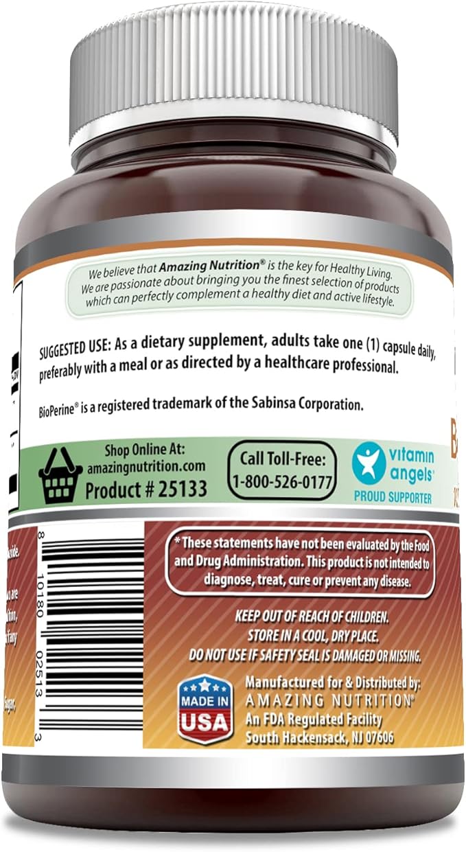 Amazing Formulas Boswellia Extract with Bioperine Supplement | 600 Mg per Serving | Capsules | Non-GMO | Gluten-Free | Made in USA (1 Pack, 120 Count)