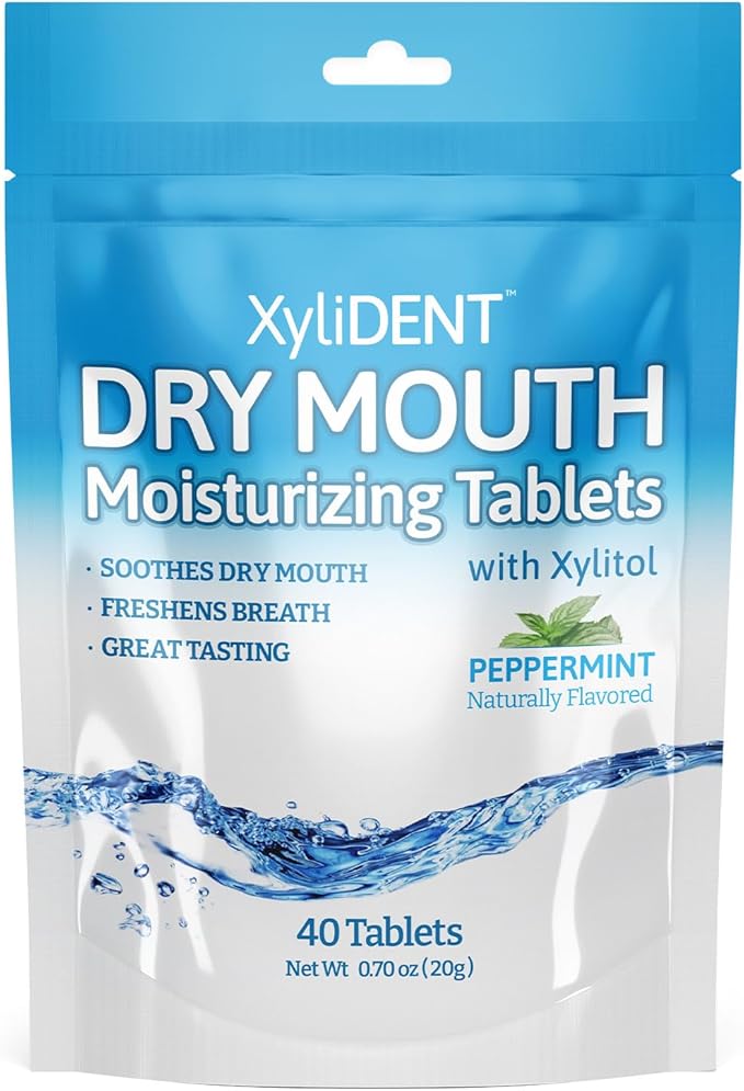 Nature's Stance XyliDENT Xylitol Tablets for Dry Mouth Relief - Stimulates Saliva, Freshens Breath, Reduces Acid Production, Fast Acting Relief, 40 Count (Peppermint)