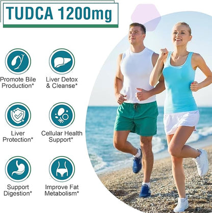 TUDCA Supplement 1200mg - 60 Veggie Capsules,Powerful TUDCA Bile Salts Supplements for Liver,Digestion