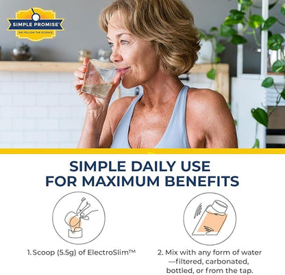 Simple Promise ElectroSlim - Sugar-Free Keto Electrolytes Powder - No Sugar Formula for Daily Energy Support and Hydration, Low Sodium Organic Electrolytes Powder, 30 Servings, Peach Flavor