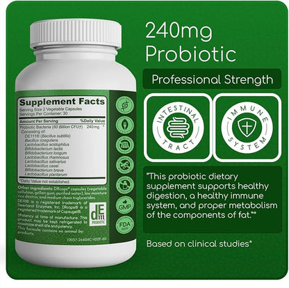 60 Billion CFU Daily Probiotic, Vegan, 10 Strain, 60 Count, Professional Strength, Clinically Studied, Delayed Release Capsules, Shelf Stable