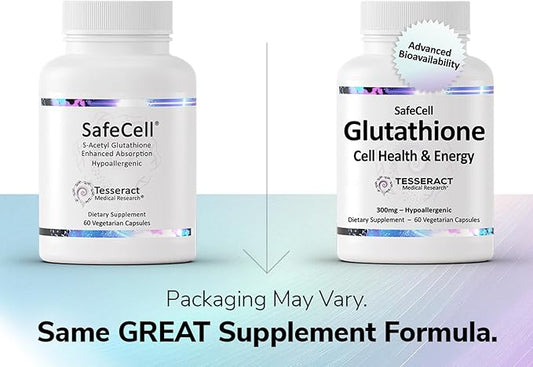 SafeCell S-Acetyl Glutathione Supplement for Neuro Health Support, Powerful Antioxidant to Help Neutralize Free Radicals, Hypoallergenic, 300mg, 60 Vegetarian Capsules