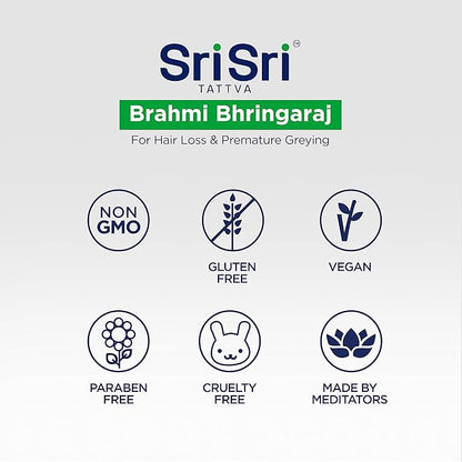 SRI SRI TATTVA Brahmi Bhringraj Hair Oil – Herbal Indian Coconut Scalp Treatment for Smooth, Healthy Hair Care – Ayurvedic Conditioning Mask with Natural Ingredients (6.76 fl oz)