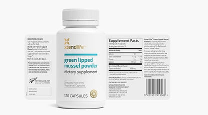 Xtendlife Green Lipped Mussel Powder - 2400mg Supplement with Omega-3 Fatty acids from New Zealand for Joint Health, 120 Capsules (3 Pack)