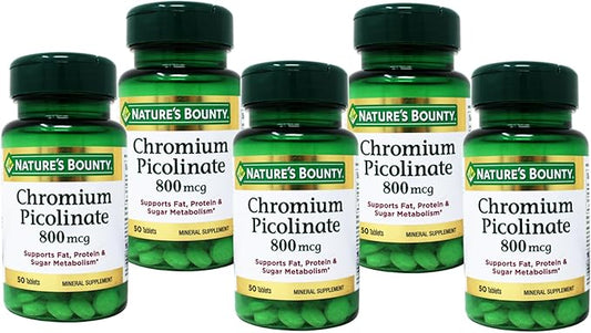 Nature's Bounty Mega Chromium Picolinate 800 mcg tablets 50 ea (Pack of 5)