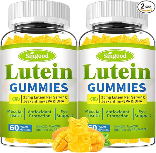 2 Pack Lutein Gummies with Zeaxanthin, Eye Vitamins with Omega-3, Bilberry, and Astaxanthin for Vision and Eye Health, Mango Flavor, 120 Count