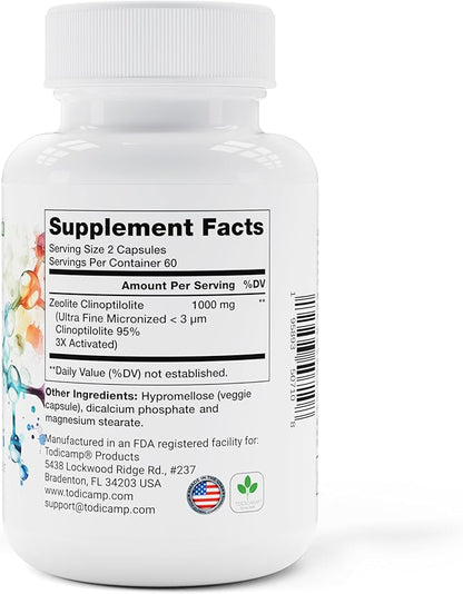 Zeolite Detox Capsules - 120 Zeolite Capsules - 1-2 µm Clinoptilolite Zeolite Detox - 2 Months Supply Zeolite Clinoptilolite Capsules - Zeolite Sorbolit Detox - Zeolite Pills