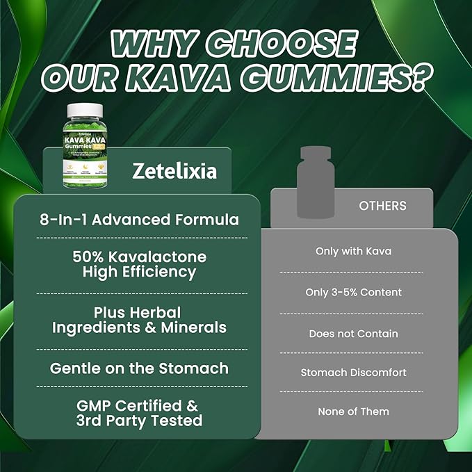 2 Pack Kava Kava Gummies, Kava Kava Root Extract Supplement with Kavalactones, Calm Gummies for Stress Relief & Better Sleep, Kava Supplement for Women & Men, Sugar Free, Vegan, Non-GMO, 120 count