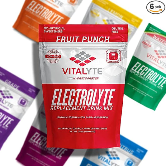 Vitalyte Electrolyte Powder Drink Mix, Isotonic Electrolyte Hydration Mix, Case Pack (6 Pack, Fruit Punch)