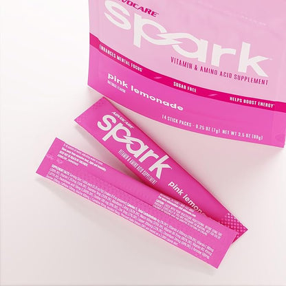 AdvoCare Spark Vitamin & Amino Acid Supplement - Focus & Energy Drink Powder Mix with Vitamin A, B-6, C & E - Also Includes L-Carnitine & L-Tyrosine - Pink Lemonade, 14 Stick Packs