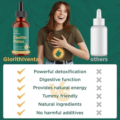 Zeolite Detox for Adults, Zeolite Liquid Drops with Vitamin B, Probiotic Blend, Gentle Detox for Adults, Energy, Gut, Focus - 2 Fl Oz (1 Bottle)