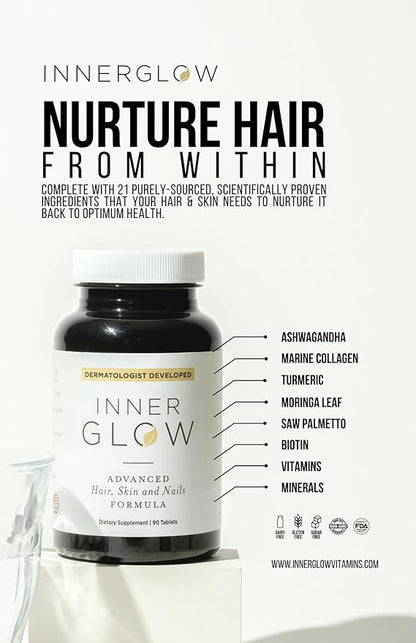 Advanced Hair, Skin & Nails Vitamins – Doctor-Developed Hair Supplement with Biotin, Collagen Peptides, Vitamin E & B12 – Clinically Tested 12-Week Results, Made in USA, Non-GMO