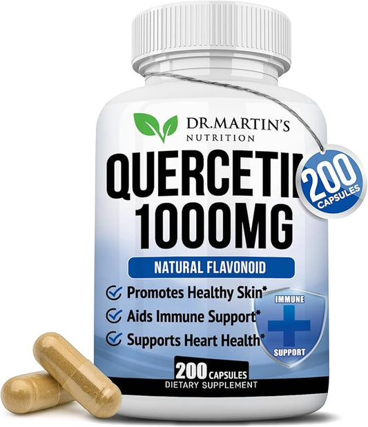 1000mg Quercetin - 200 Capsules | Immune Support, Antioxidant for Seasonal Sinus Relief & Cardiovascular Health | Maintains Inflammatory & Immune Responses | Men & Women
