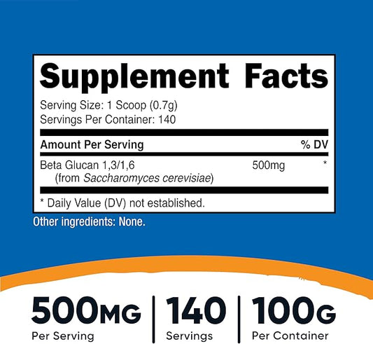 Nutricost Beta Glucan Powder 100 Grams - 1,3/1,6 - Non GMO