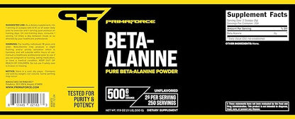 Primaforce Beta Alanine Powder 500 Grams (1.1lbs) Unflavored - Pre Workout and Post Workout Supplement