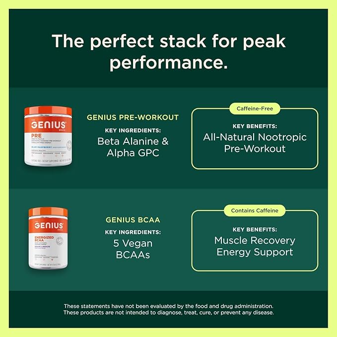 The Genius Brand Genius Muscle - Muscle Health Supplement for Growth, Endurance & Recovery - Non-Hormonal Formula - 6 Organic Mushrooms - Naturally-Sweetened - 30 Servings - Strawberry Vanilla