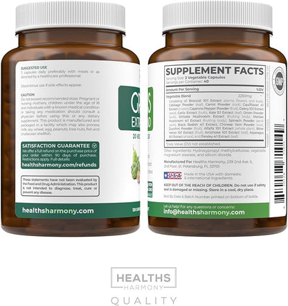 Super Greens Antioxidants Superfoods 2250mg Supplement - 20 Ingredients with Sprouts, Mushrooms, Roots, Garlic, Bitter Melon, Artichoke, Celery Seed, Cayenne pepper, Alfalfa NON GMO - 120 Capsules