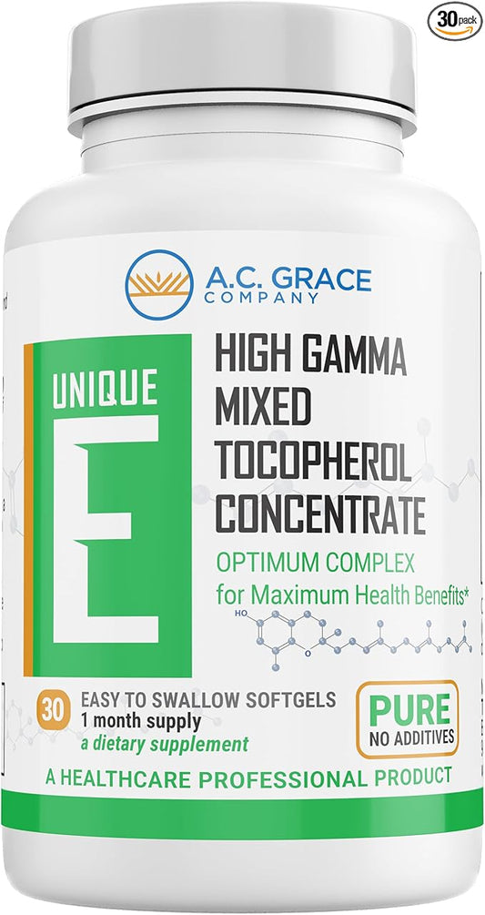 UNIQUE E A.C. Grace Company, Mixed Tocopherols Concentrate Softgels, 30 Count