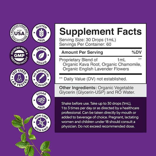 Natures Craft Potent Liquid Kava Kava Drops Supplement - Fast Acting Herbal Support with Kavalactones for Balanced Mood - Relax Calming Tonic for Stress Relief & Better Sleep - 60 ml Tinctura