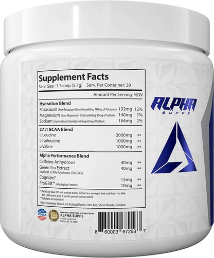 Amino NRG+ BCAA Amino Energy Recovery Powder - Hydration Blend with Electrolytes - Focus Blend for Optimal Performance Support in Men & Women (30 Servings, Juicy Grape)