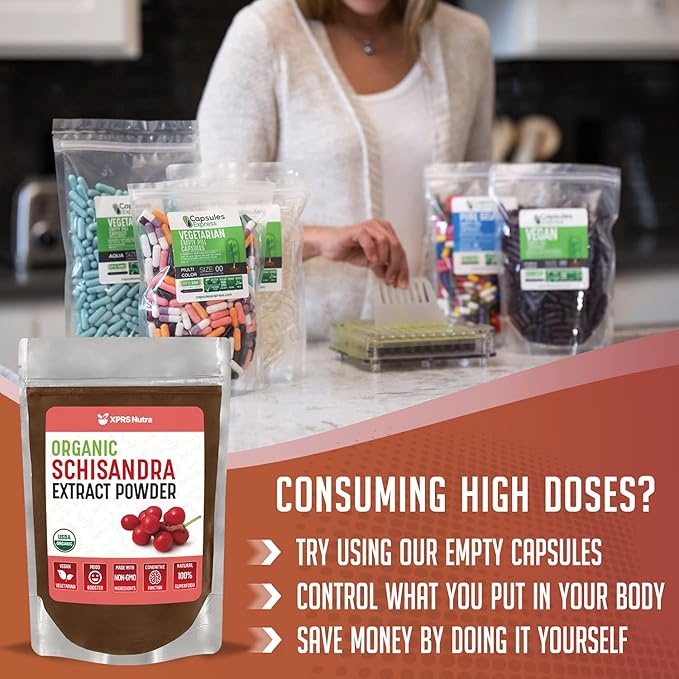 XPRS Nutra Organic Schisandra Berry Powder Extract - Premium USDA Organic Schisandra Powder for Cognition and Immunity - Vegan Friendly Berry Superfood (8 oz)
