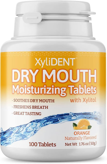 Nature's Stance XyliDENT Xylitol Tablets for Dry Mouth Relief - Stimulates Saliva, Freshens Breath, Reduces Acid Production, Fast Acting Relief, 100 Count (Orange)