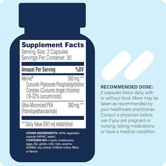Pea + Turmeric Curcumin Supplement for Physiological Support Helps Support Nervous, Immune, & Muscular Systems - 60 Capsules