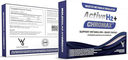 Active H2+ Chromax – Hydrogen Water Tablets with Chromium – Supports Metabolism and Energy – Molecular Hydrogen and Chromium Supplement – 30 Tablets