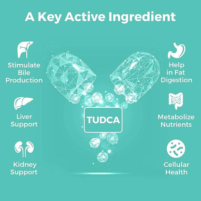 TUDCA Bile Salts Supplement 1000mg - 60 Veggie Capsules,Liver Support Supplement for Detox Cleanse,Gelatin Free