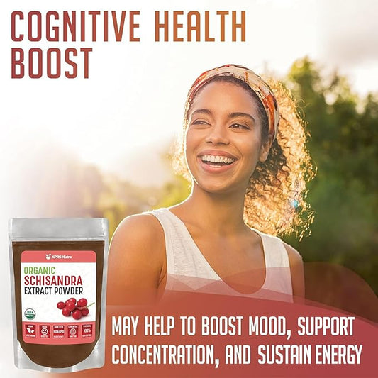 XPRS Nutra Organic Schisandra Berry Powder Extract - Premium USDA Organic Schisandra Powder for Cognition and Immunity - Vegan Friendly Berry Superfood (8 oz)