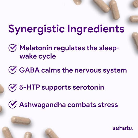 Sleep Plus Supplement | with Melatonin, GABA, Ashwagandha, 5-HTP | for Men and Women Seeking a Healthy Sleep-Wake Schedule and A Relaxed Mood | 60 Count | 60 Day Supply