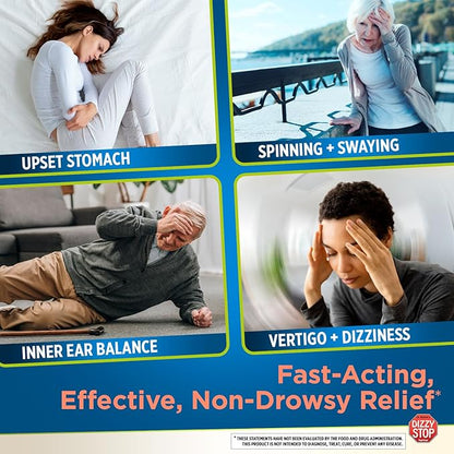 Vertigo Relief Product & Non‑Drowsy Motion Sickness Pills: Nausea and Dizziness, Ginger & Grape Seed Formula, Inner Ear Balance, Car, Cruise & Travel Essential, Stomach Support (80 Count – Pack of 2)